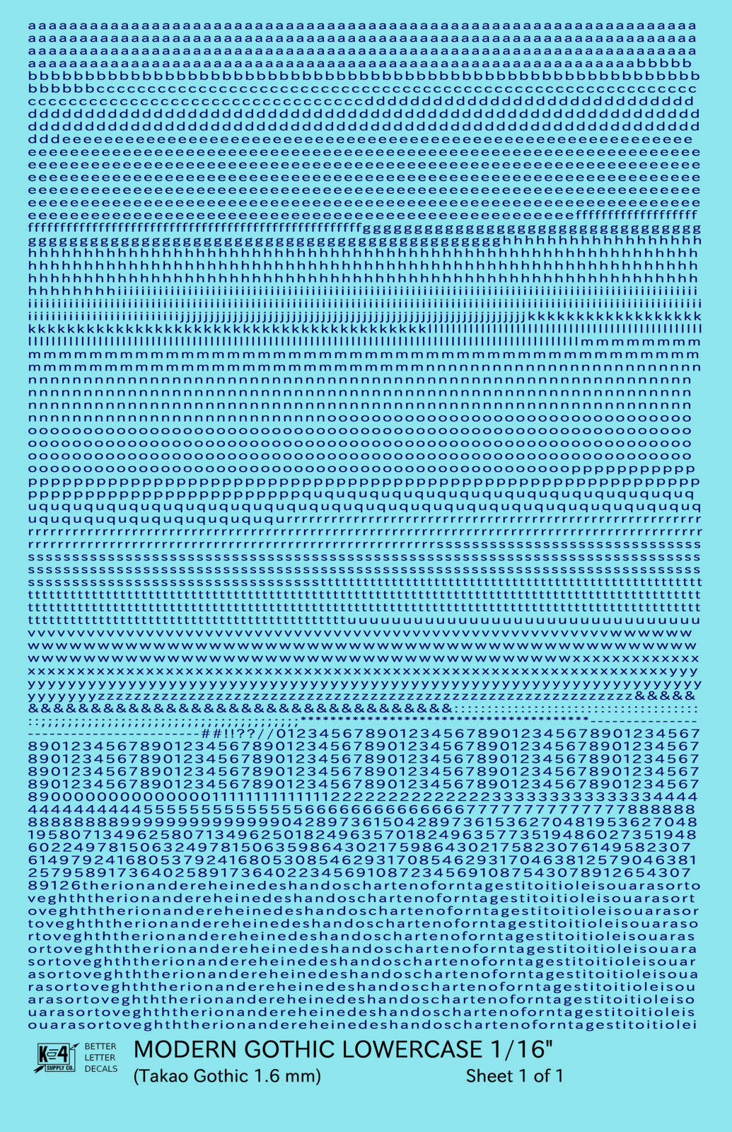 Lowercase Modern Gothic Letter Number Alphabet