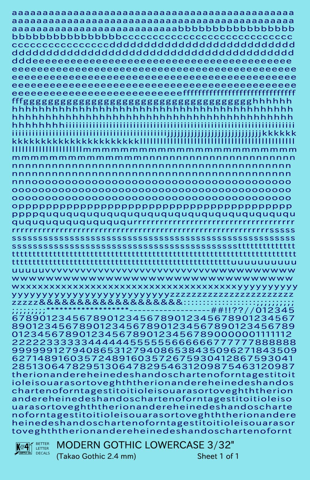Lowercase Modern Gothic Letter Number Alphabet