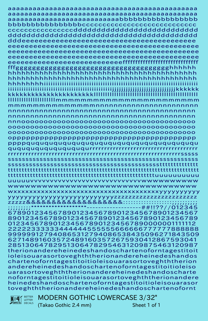 Lowercase Modern Gothic Letter Number Alphabet