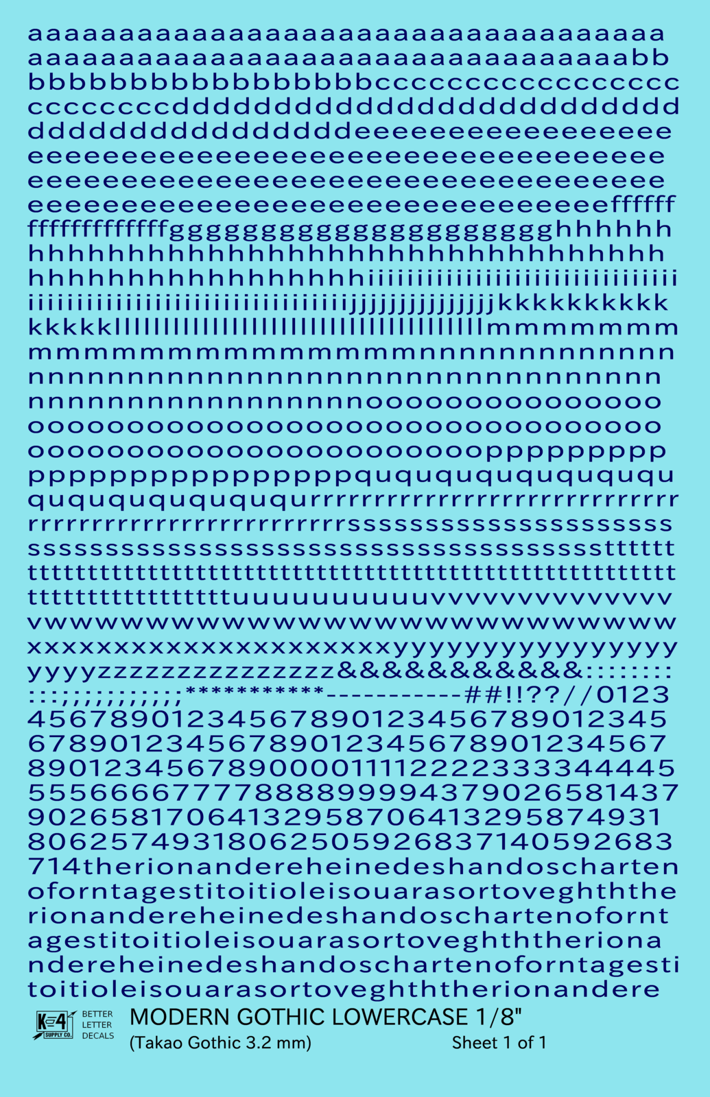 Lowercase Modern Gothic Letter Number Alphabet