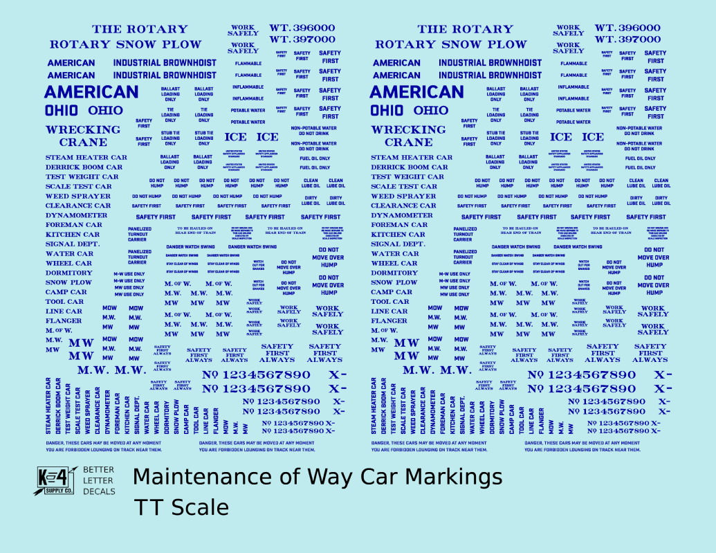 Maintenance Of Way (MOW) Data and Markings
