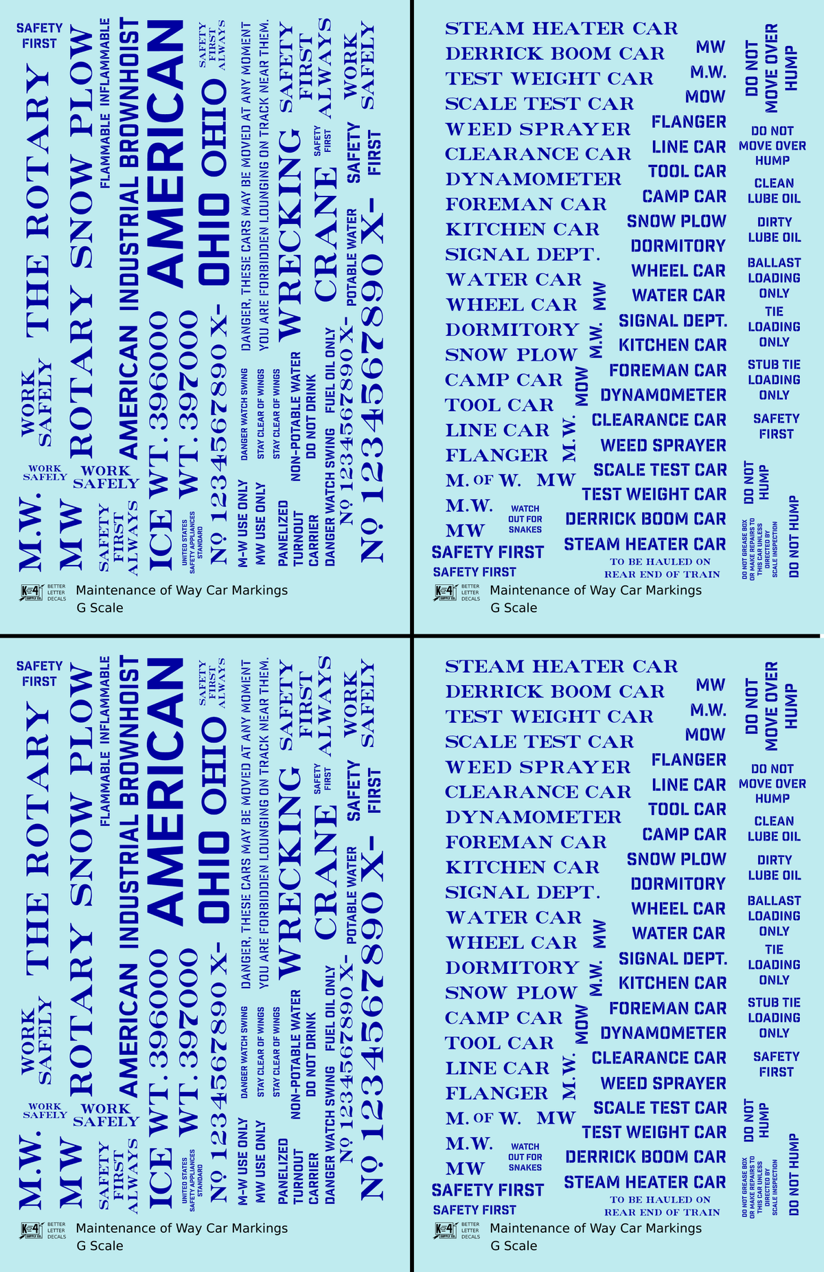 Maintenance Of Way (MOW) Data and Markings
