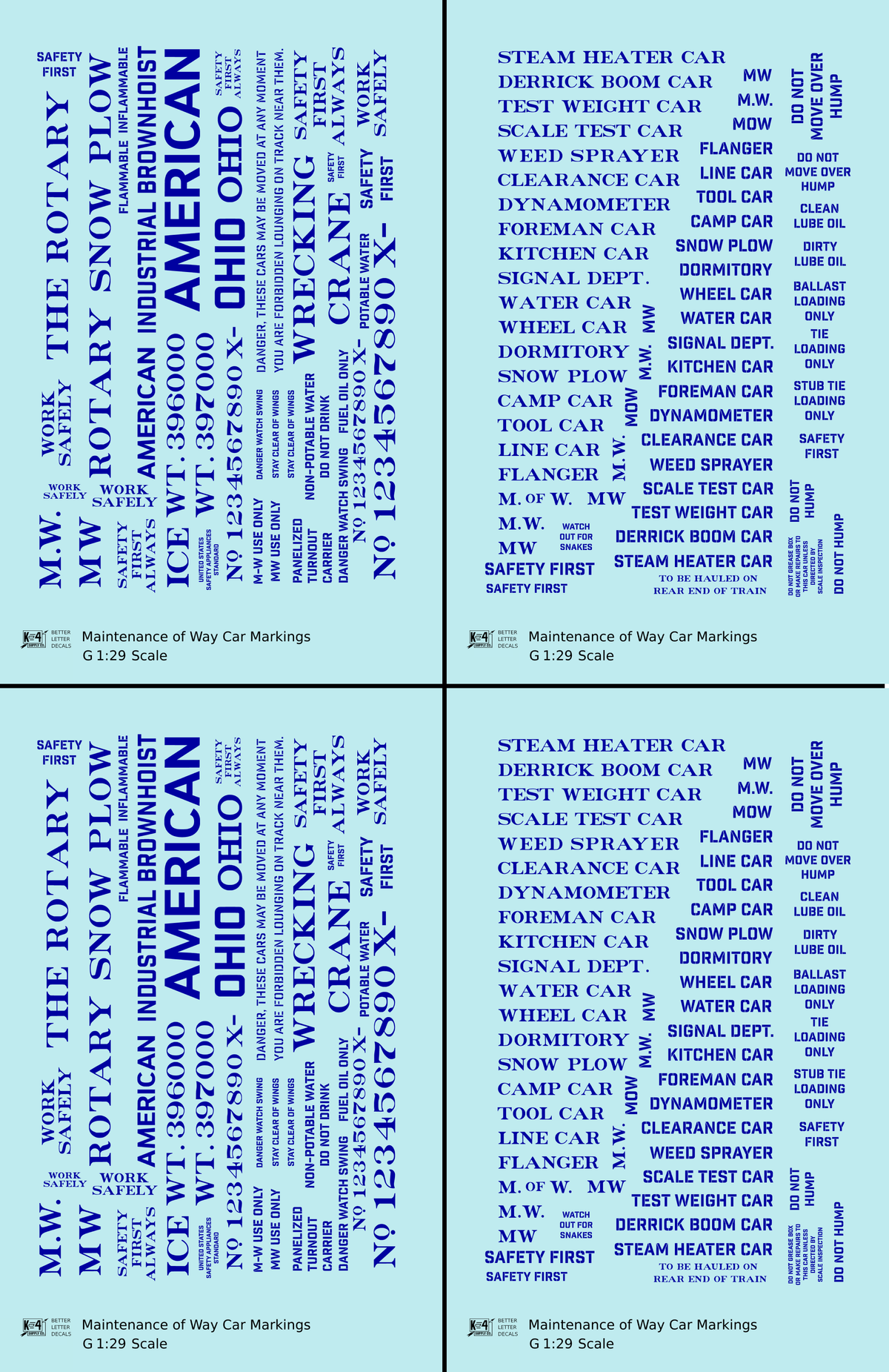 Maintenance Of Way (MOW) Data and Markings