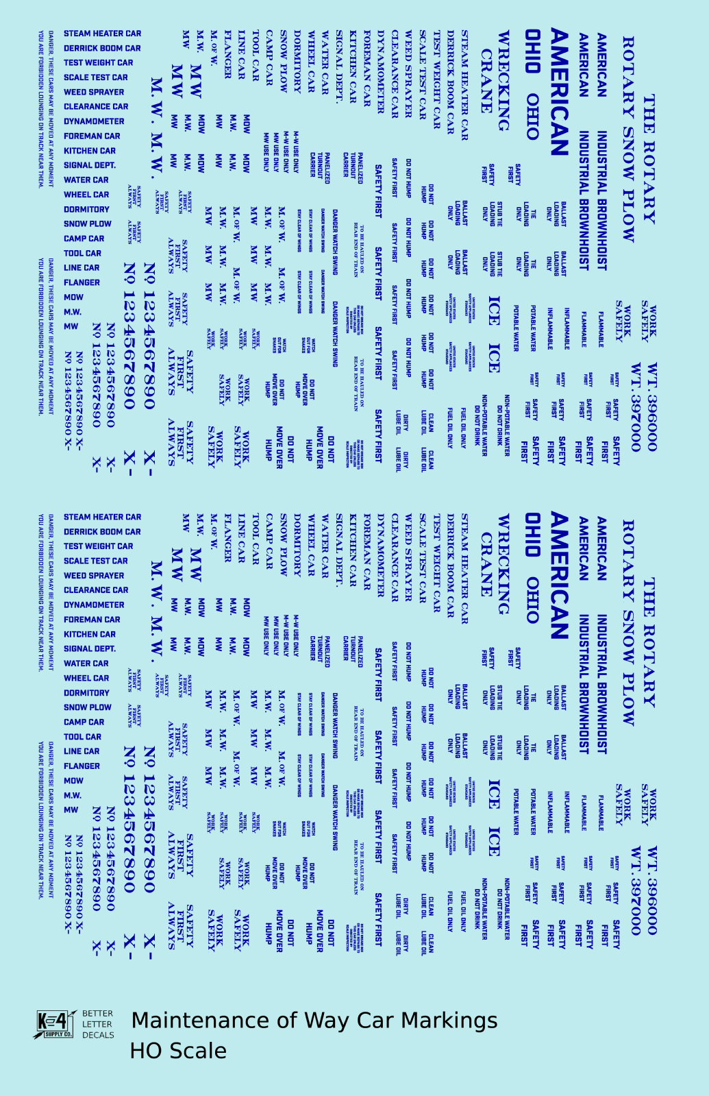 Maintenance Of Way (MOW) Data and Markings