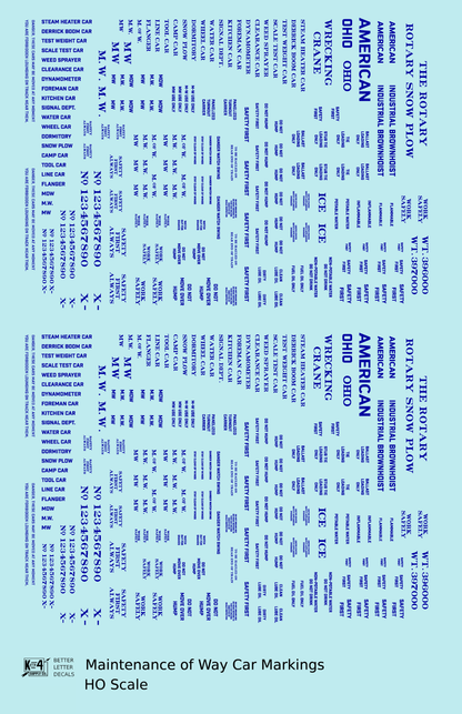 Maintenance Of Way (MOW) Data and Markings