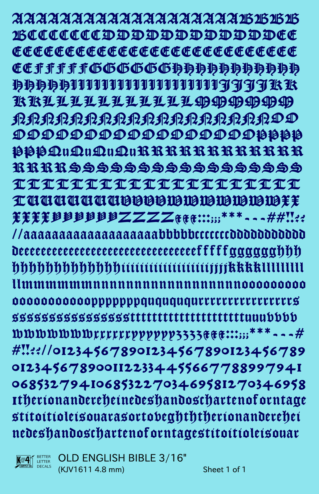 Old English Bible Letter Number Alphabet