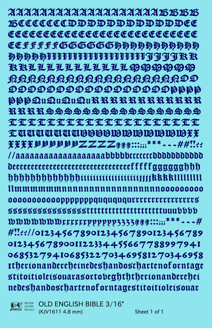 Old English Bible Letter Number Alphabet