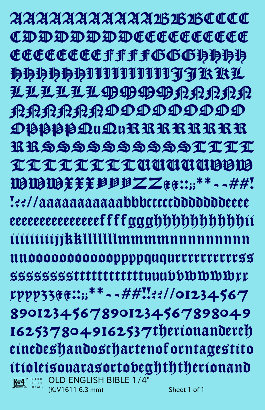 Old English Bible Letter Number Alphabet