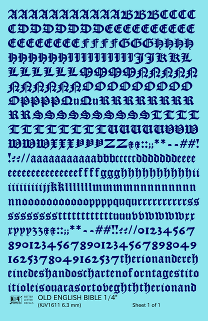 Old English Bible Letter Number Alphabet