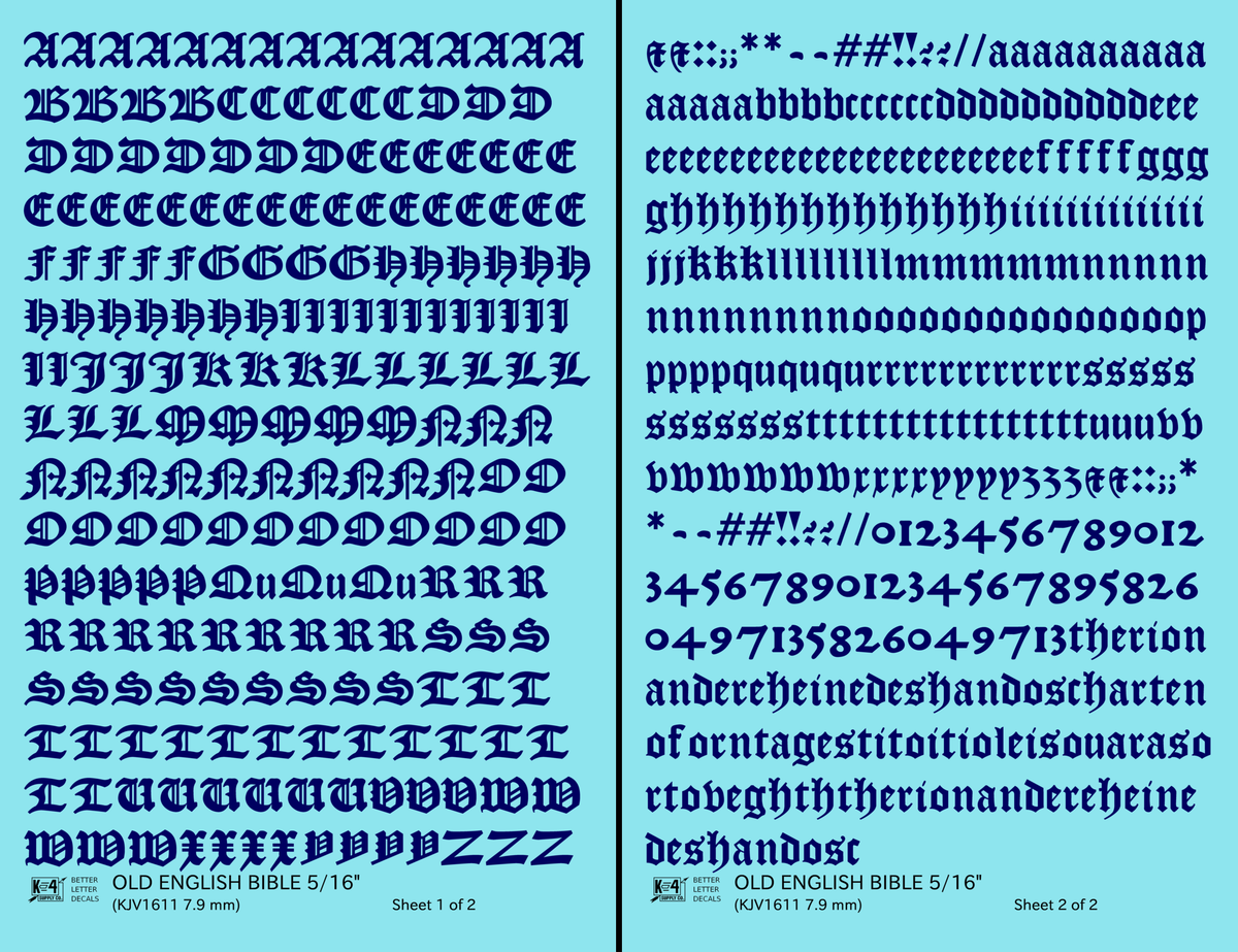 Old English Bible Letter Number Alphabet