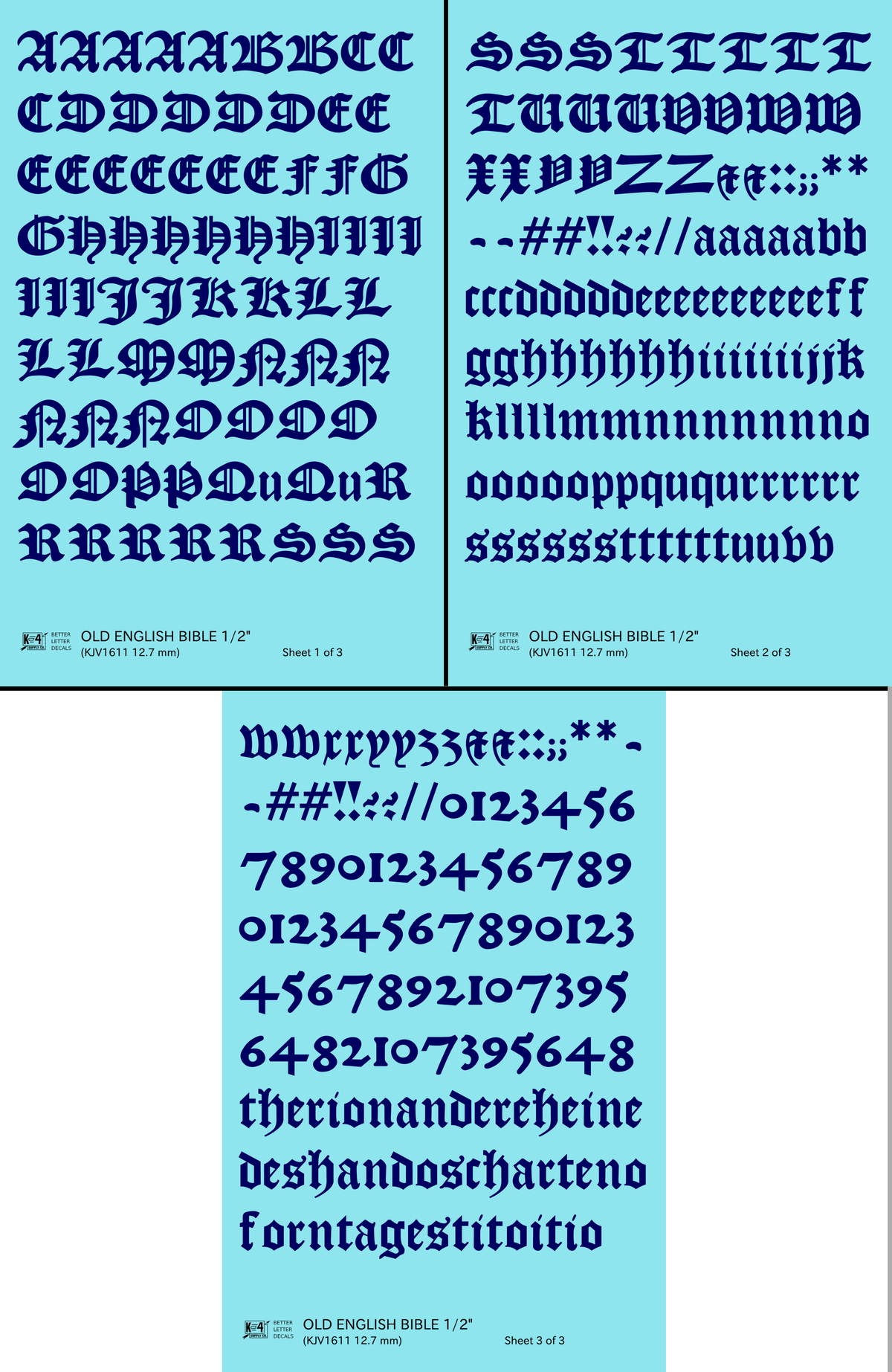 Old English Bible Letter Number Alphabet
