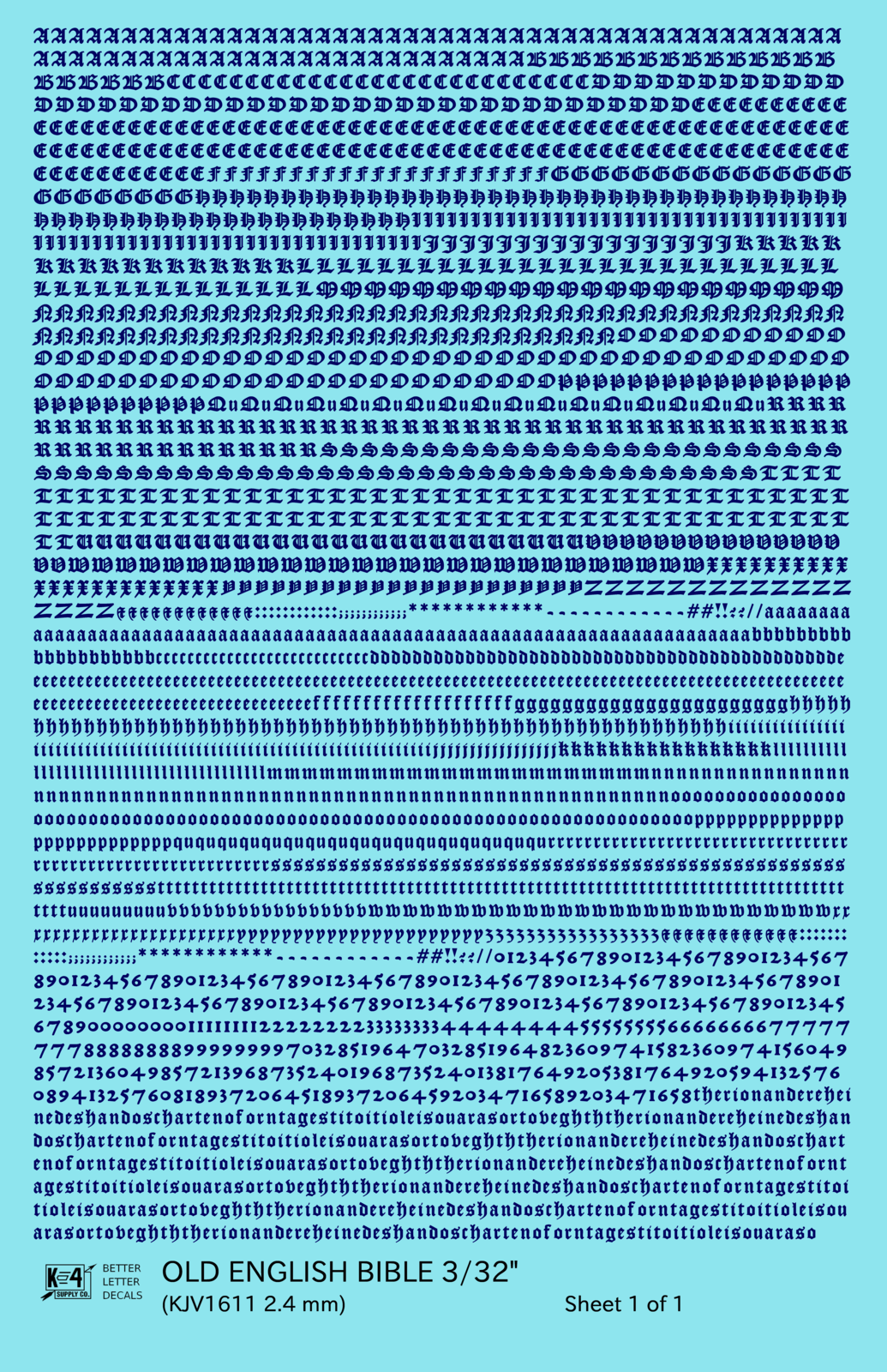 Old English Bible Letter Number Alphabet