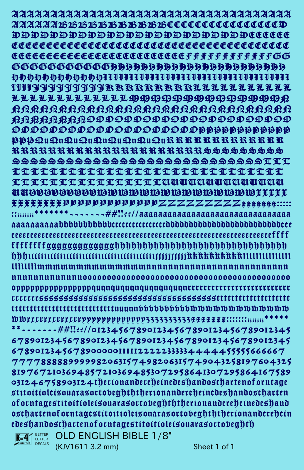 Old English Bible Letter Number Alphabet