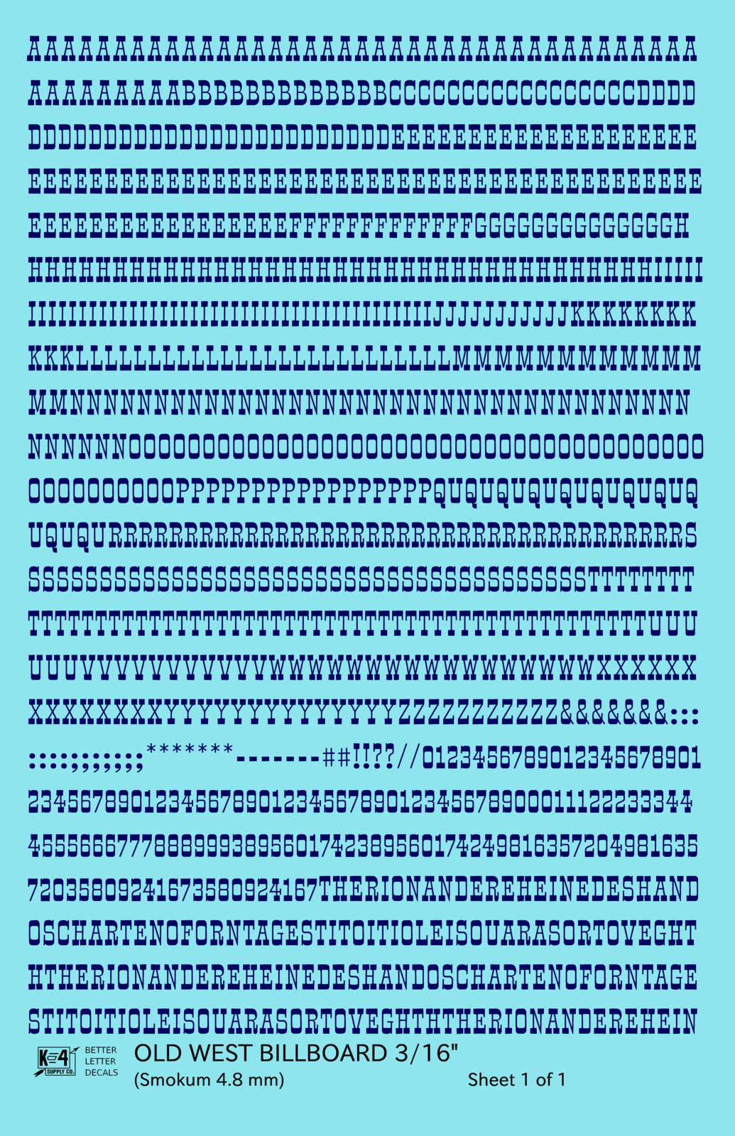 Old West Billboard Letter Number Alphabet