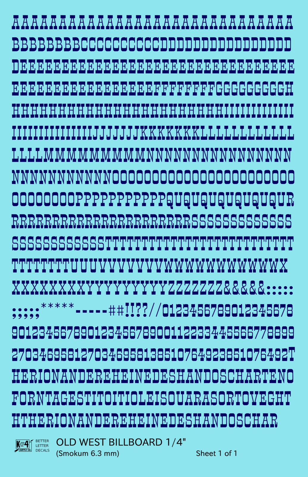 Old West Billboard Letter Number Alphabet
