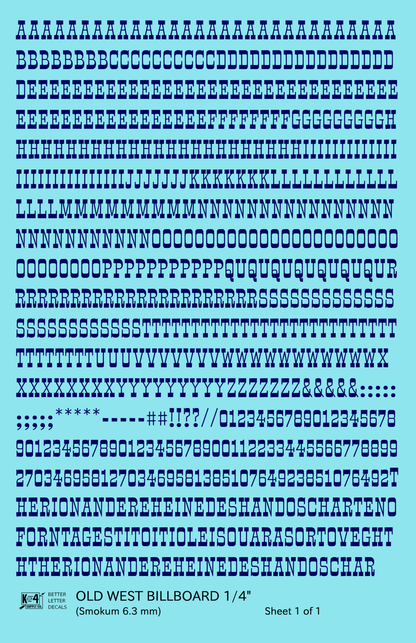 Old West Billboard Letter Number Alphabet