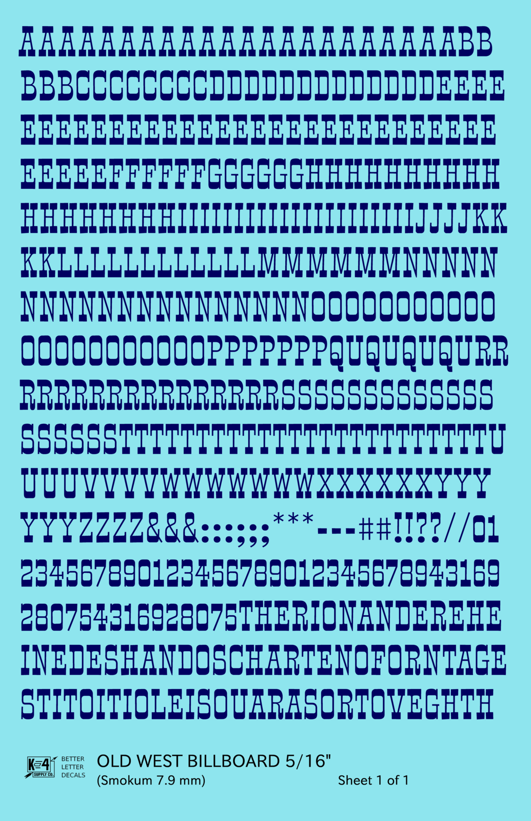 Old West Billboard Letter Number Alphabet