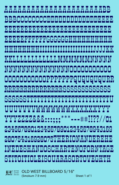 Old West Billboard Letter Number Alphabet