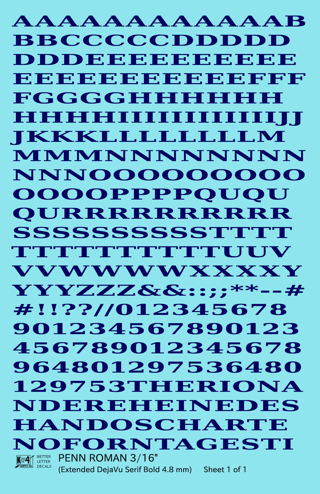 Penn Roman Letter Number Alphabet