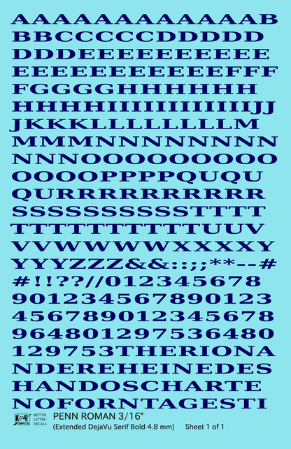 Penn Roman Letter Number Alphabet