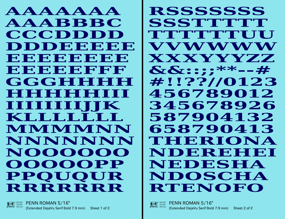 Penn Roman Letter Number Alphabet