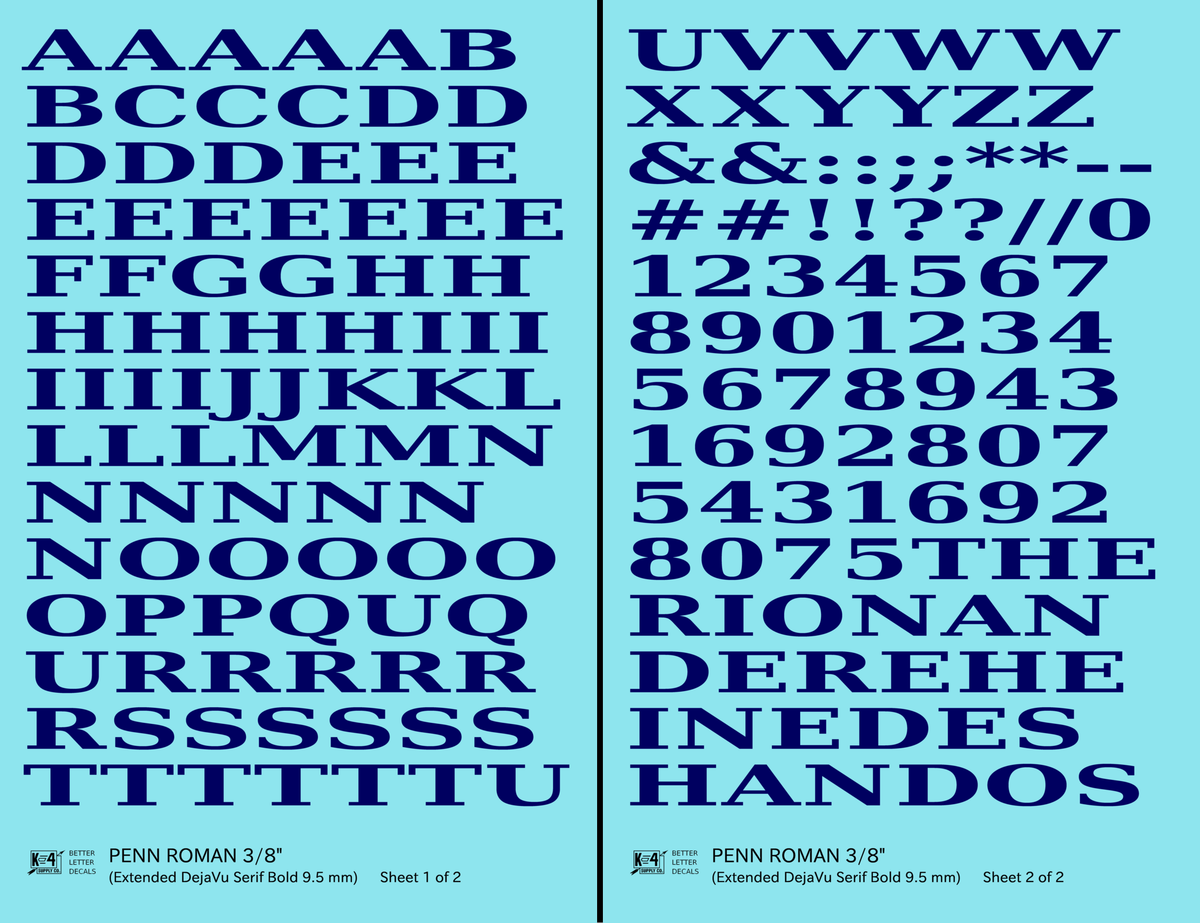 Penn Roman Letter Number Alphabet