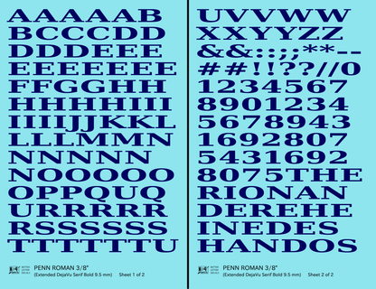 Penn Roman Letter Number Alphabet