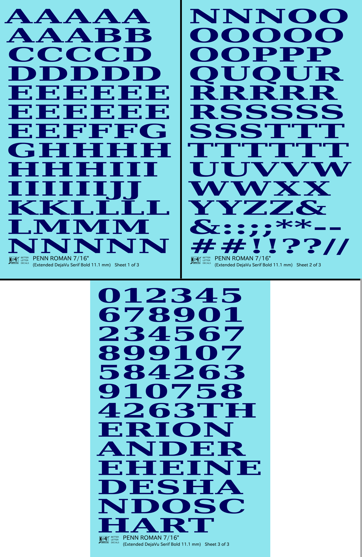 Penn Roman Letter Number Alphabet