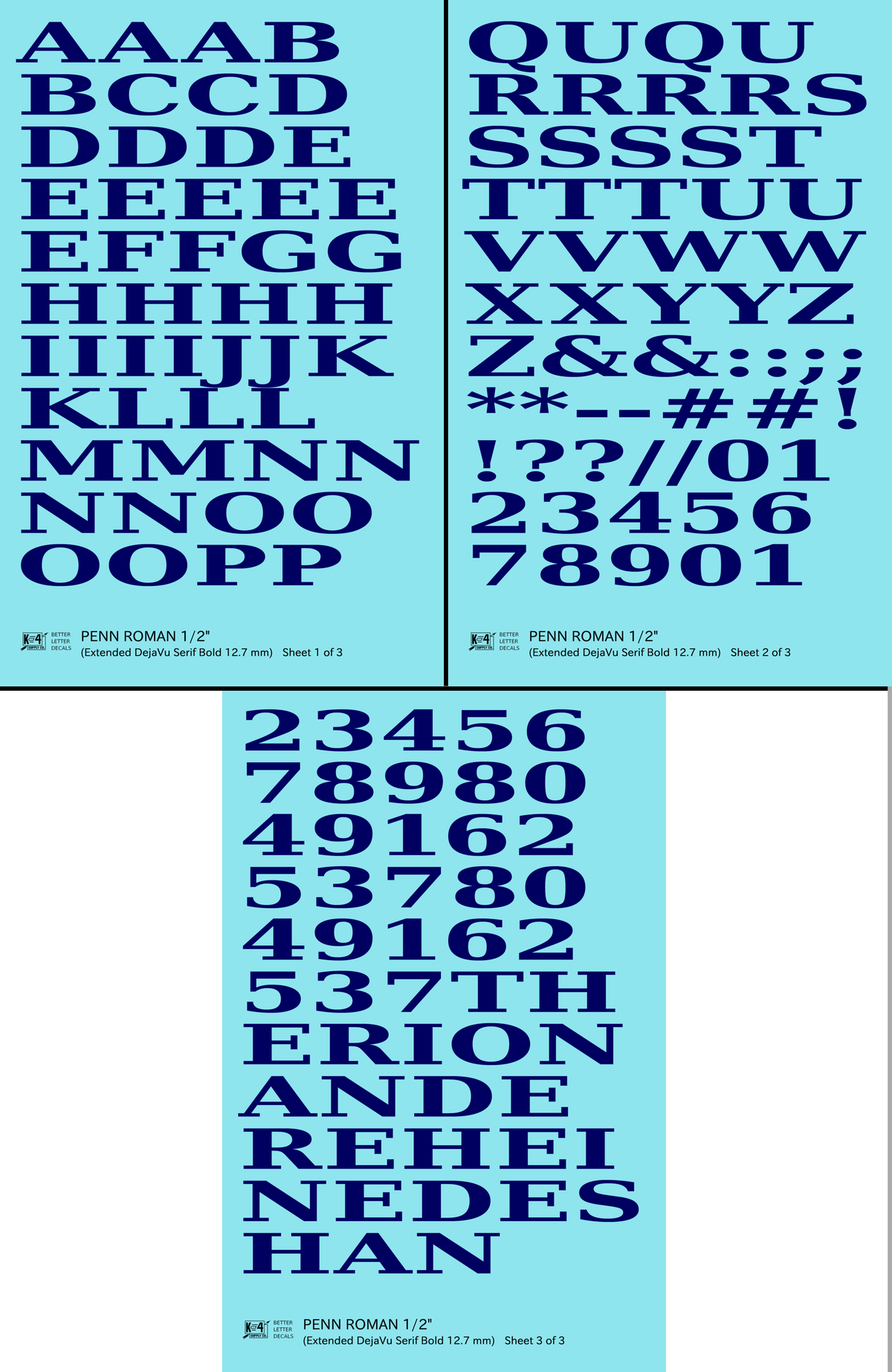 Penn Roman Letter Number Alphabet