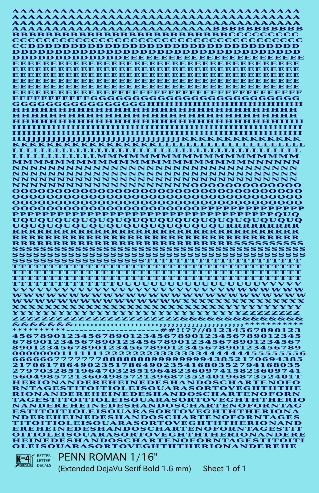 Penn Roman Letter Number Alphabet