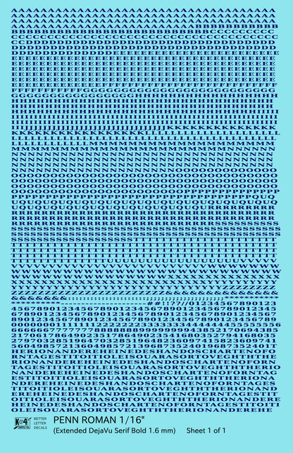 Penn Roman Letter Number Alphabet