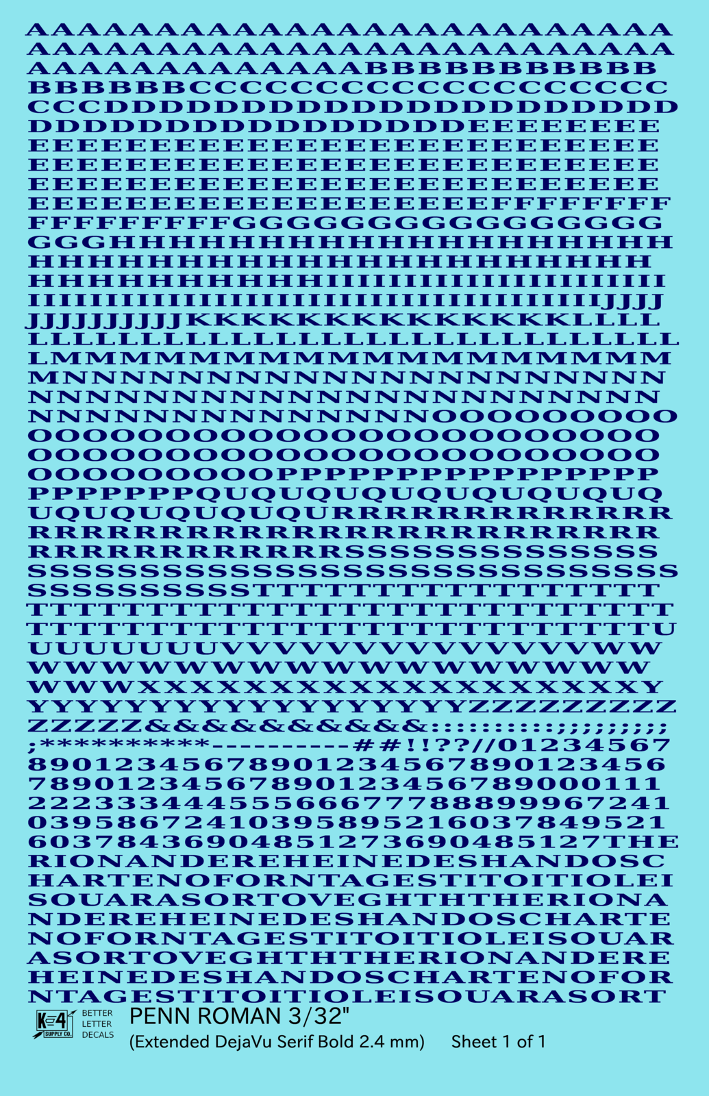 Penn Roman Letter Number Alphabet
