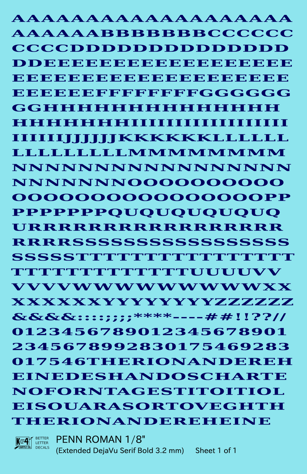 Penn Roman Letter Number Alphabet