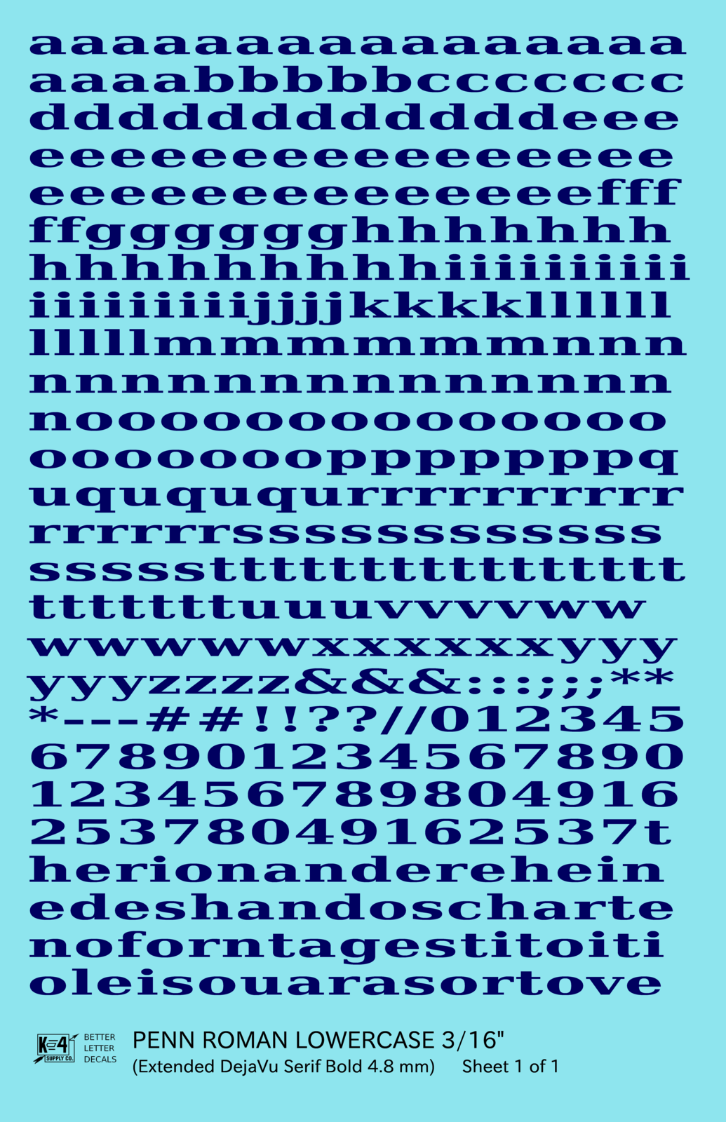 Lowercase Penn Roman Letter Number Alphabet
