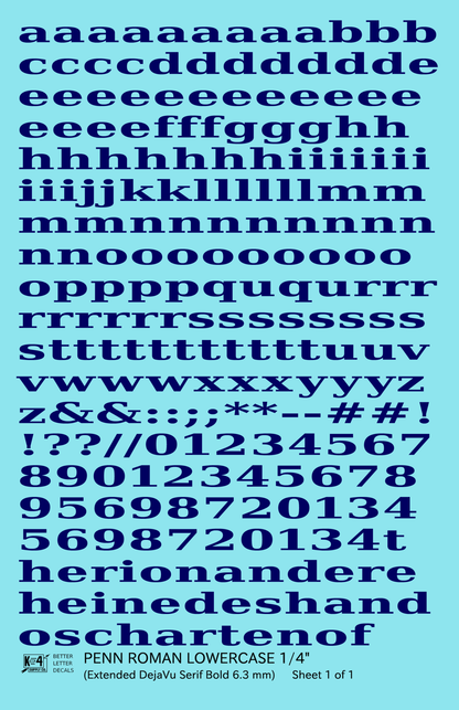 Lowercase Penn Roman Letter Number Alphabet