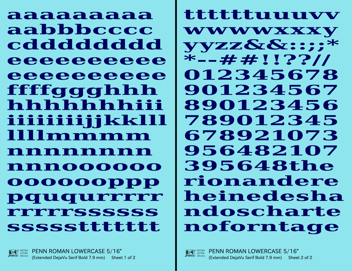 Lowercase Penn Roman Letter Number Alphabet