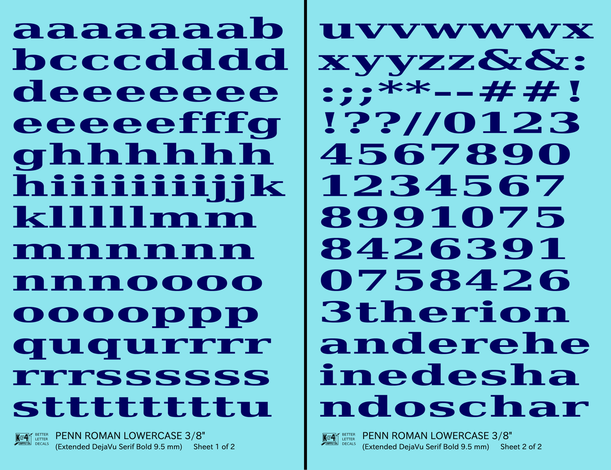 Lowercase Penn Roman Letter Number Alphabet