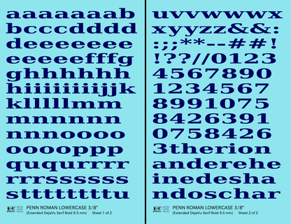 Lowercase Penn Roman Letter Number Alphabet