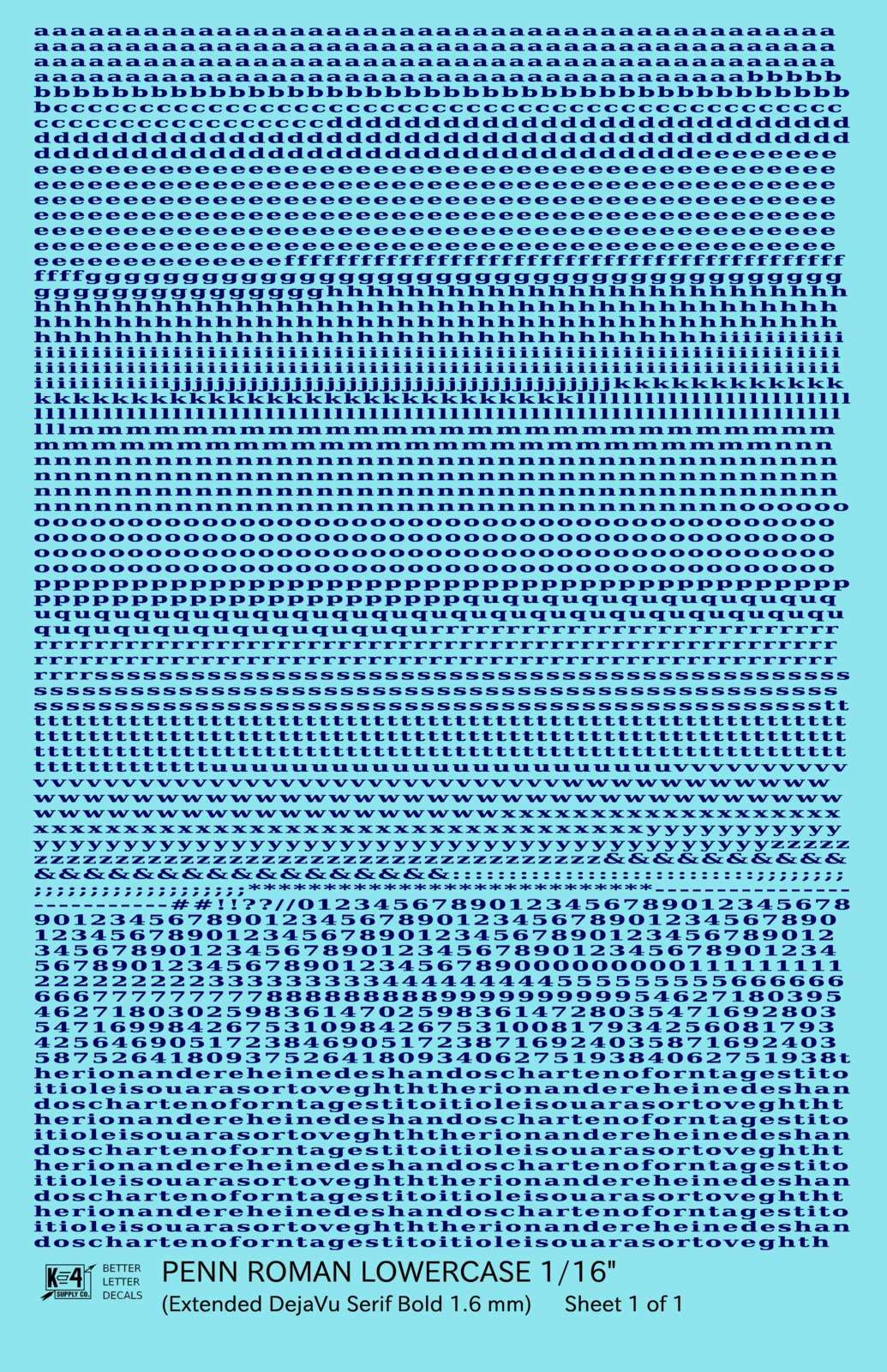 Lowercase Penn Roman Letter Number Alphabet