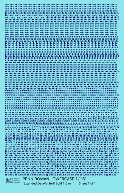 Lowercase Penn Roman Letter Number Alphabet