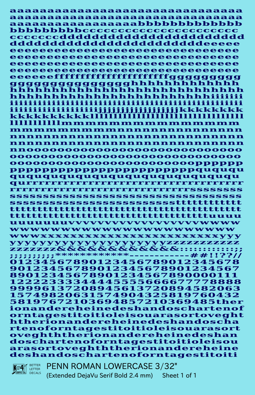 Lowercase Penn Roman Letter Number Alphabet
