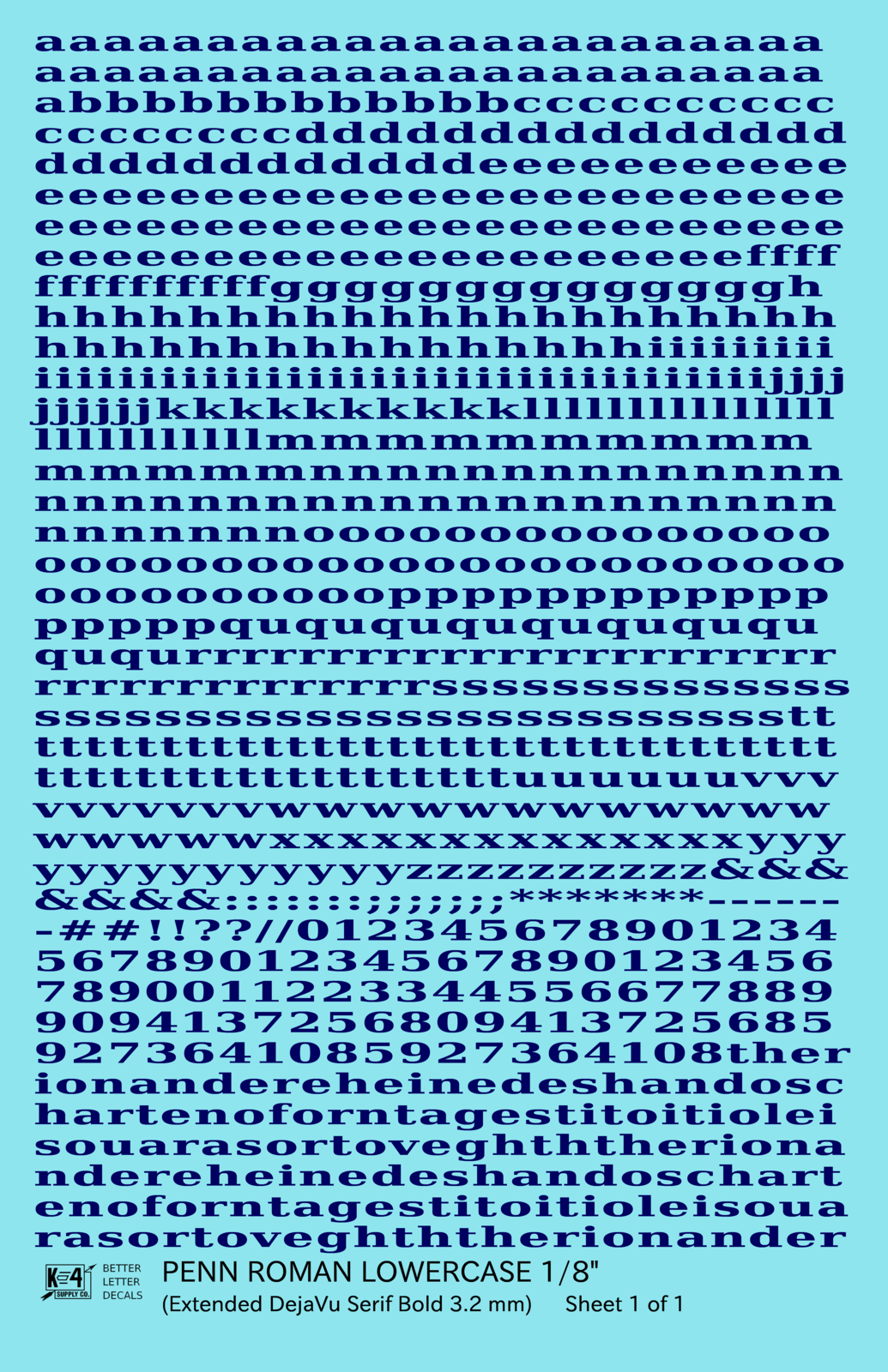 Lowercase Penn Roman Letter Number Alphabet