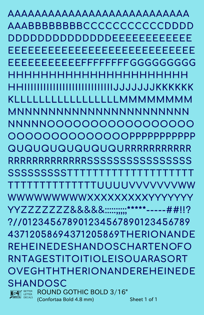 Round Modern Gothic Bold Letter Number Alphabet
