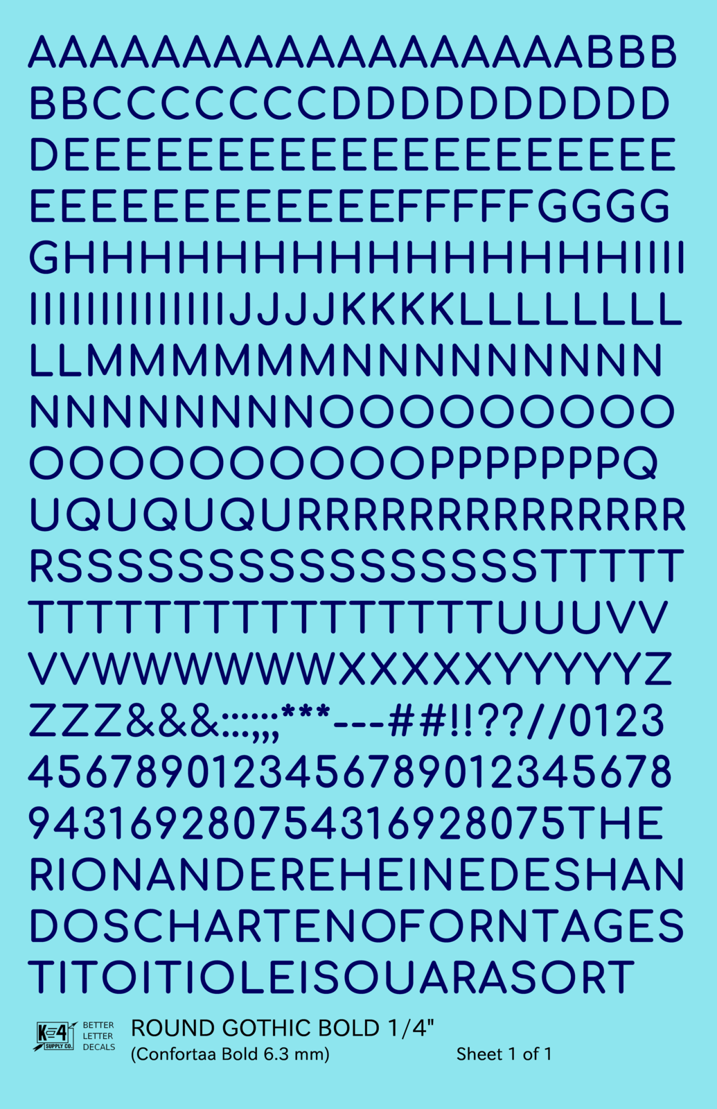 Round Modern Gothic Bold Letter Number Alphabet