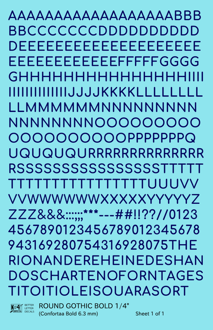 Round Modern Gothic Bold Letter Number Alphabet