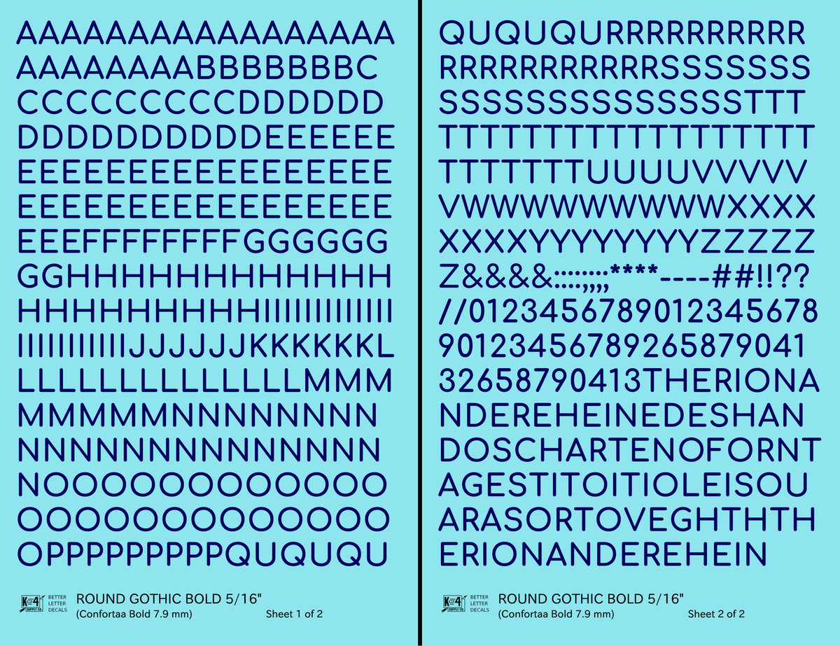 Round Modern Gothic Bold Letter Number Alphabet
