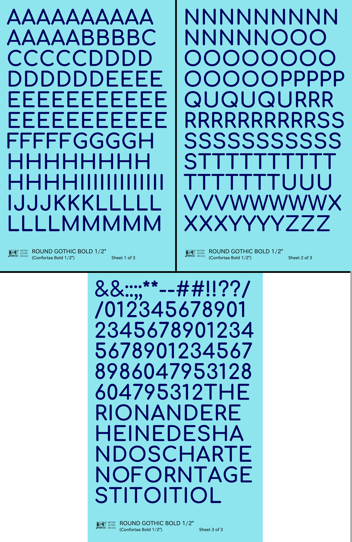 Round Modern Gothic Bold Letter Number Alphabet