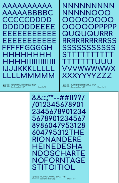 Round Modern Gothic Bold Letter Number Alphabet