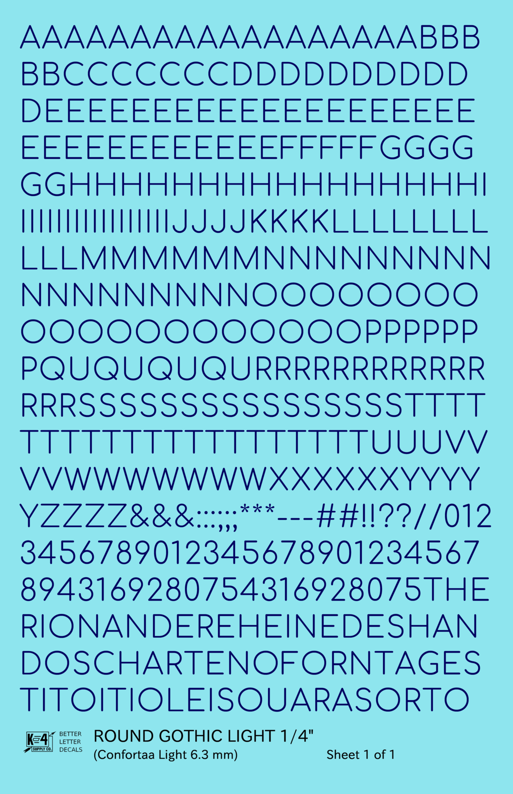 Round Modern Gothic Light Letter Number Alphabet