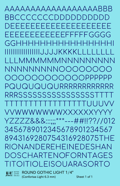 Round Modern Gothic Light Letter Number Alphabet